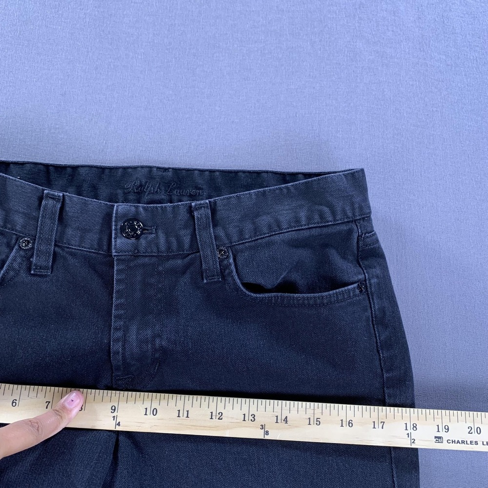 Ralph Lauren Jeans Womens 30x27 Black Straight Stretch Polo Big Pony Logo USA - Picture 15 of 16